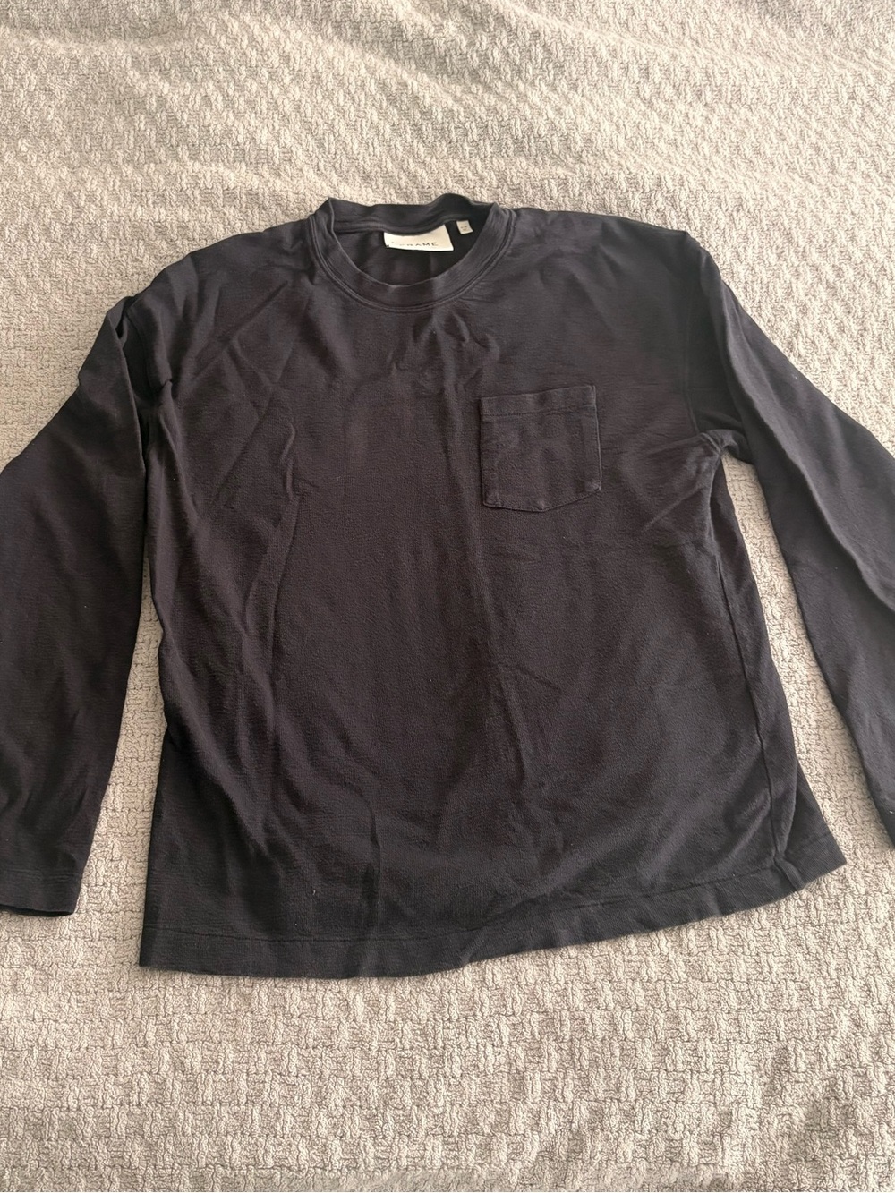Frame Men's Long-Sleeve Pocket Crewneck Shirt - Black